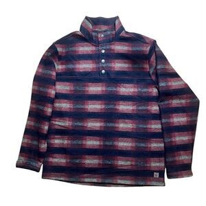 John Wayne Fleece Plaid Henley Style Long  Sleeve Sz M Hiking, Outdoor , Western